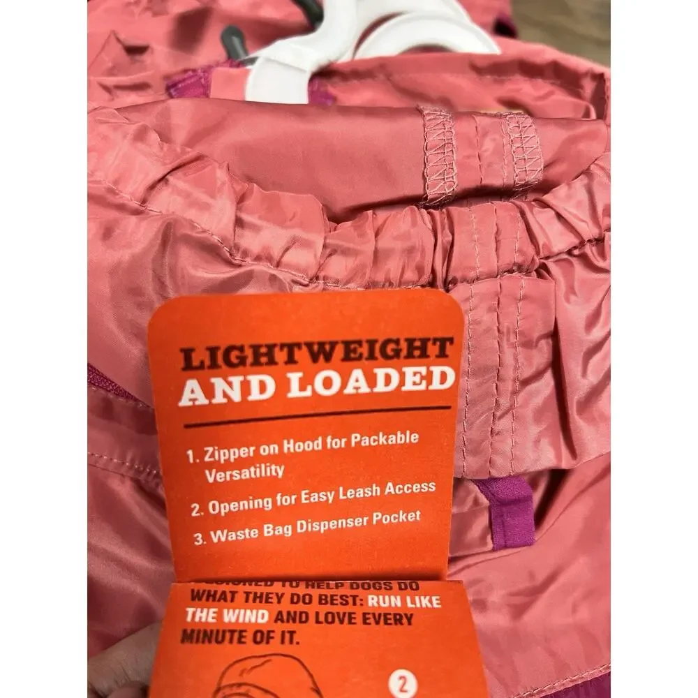 Arcadia Trail Medium Hooded Windbreaker Jacket Dog Puppy Pink Packable